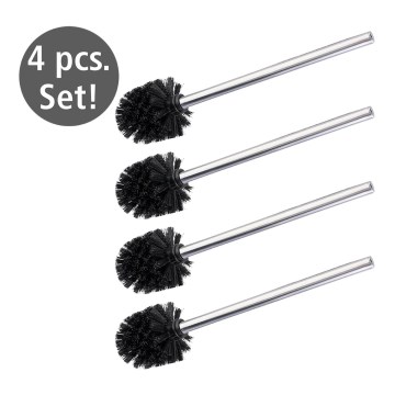 WENKO 24089800 - Scopino WC 8x35 cm acciaio inox/argento/nero