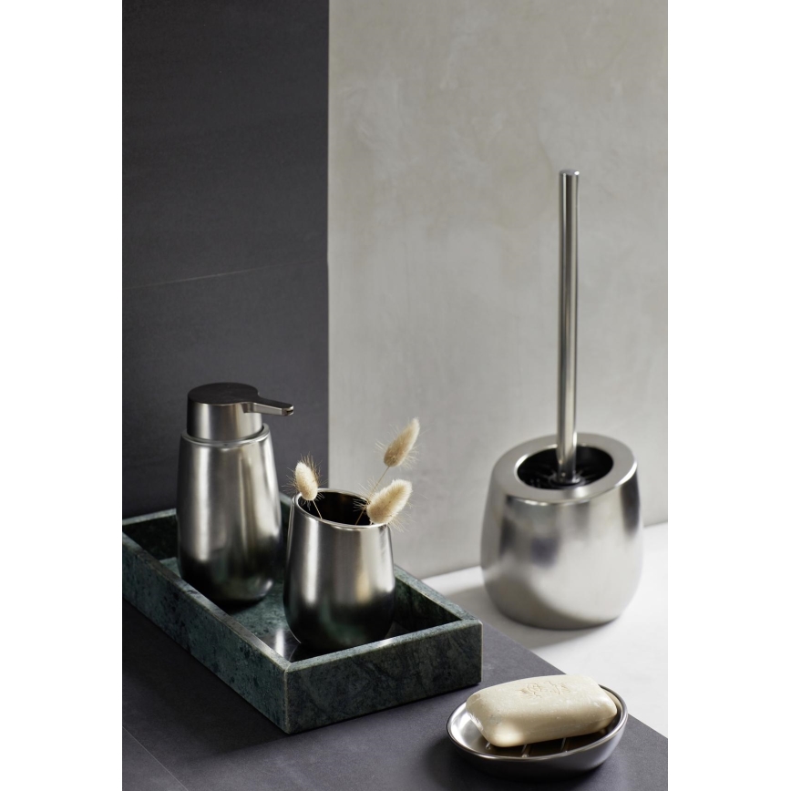 WENKO 24140100 - Scopino WC BADI 13,5x38 cm argento