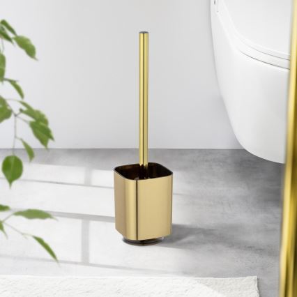 WENKO 24162100 - Brosse WC AURON 9 x 38,5 cm dorée