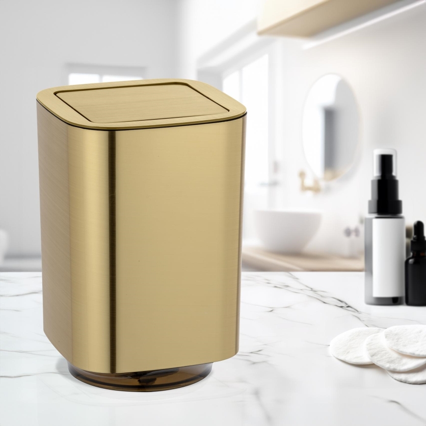 WENKO 24163100 - Poubelle AURON 17x25,5 cm dorée