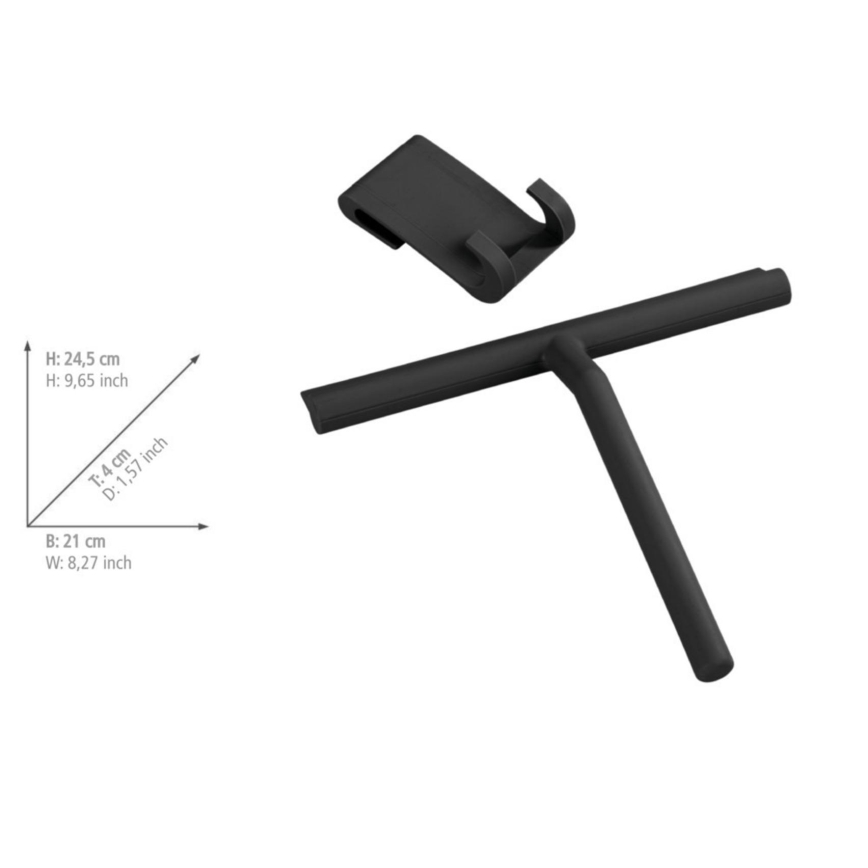 WENKO 24171100 - Duschabzieher MOLA 21x24,5 cm Edelstahl/schwarz
