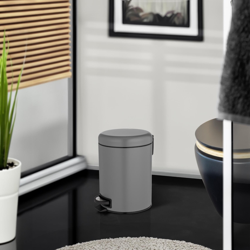 WENKO 24682100 - Cestino LEMAN 21x24 cm grigio/nero