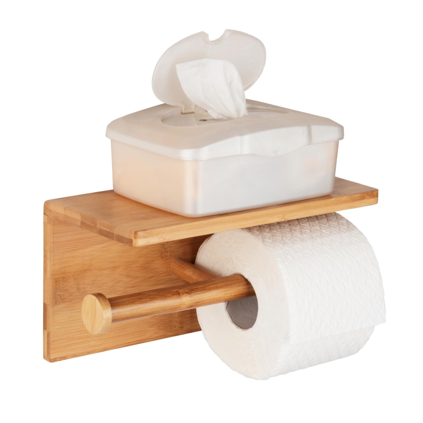 WENKO 24745100 - Toilettenpapierhalter BAMBUSA, 25 x 13 cm, braun