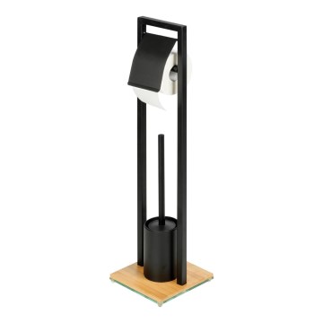 WENKO 24751100 - WC-Set BAMBU⁠SA 18x72,5 cm schwarz/braun