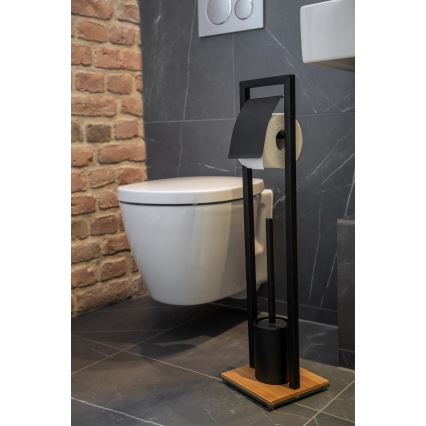 WENKO 24751100 - WC-Set BAMBU⁠SA 18x72,5 cm schwarz/braun