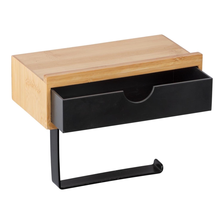 WENKO 24754100 - Porta rotolo per carta igienica BAMBUSA 18,5x14 cm marrone/nero