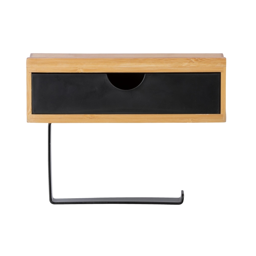 WENKO 24754100 - Porta rotolo per carta igienica BAMBUSA 18,5x14 cm marrone/nero
