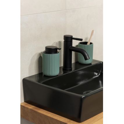WENKO 24807100 - Distributeur de savon BELLUNO 8 x 13,5 cm vert/noir
