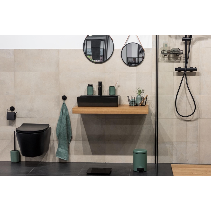 WENKO 24807100 - Distributeur de savon BELLUNO 8 x 13,5 cm vert/noir