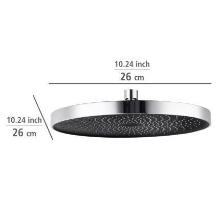 WENKO 24910100 - Duschkopf SOFTWATER 26x26 cm glänzender Chrom/schwarz