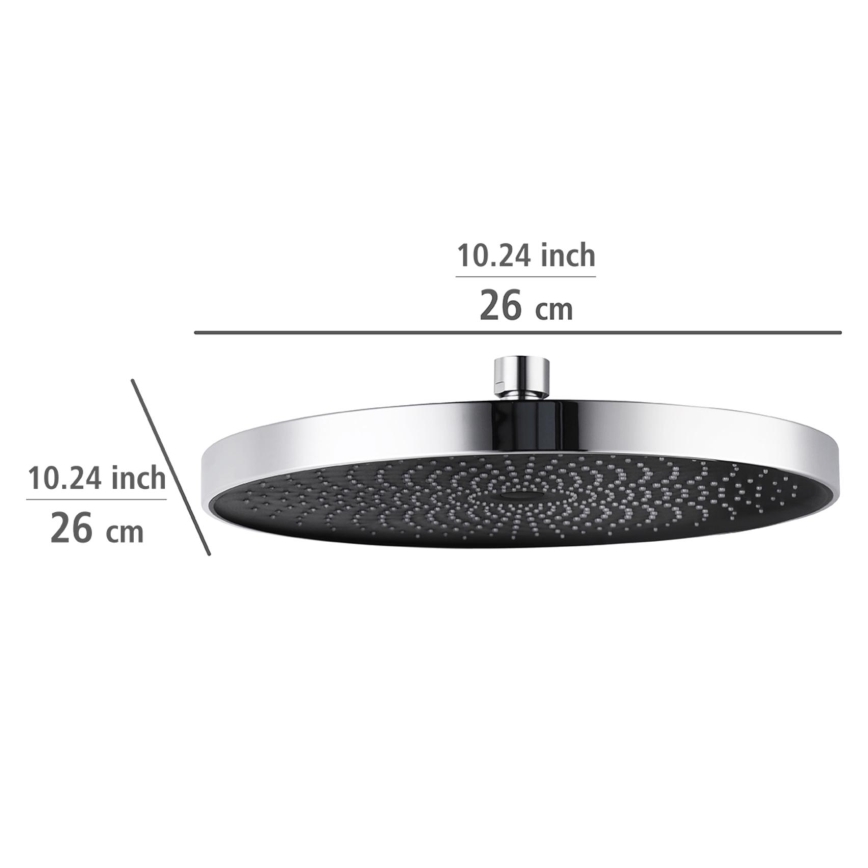 WENKO 24910100 - Pomme de douche SOFTWATER 26 x 26 cm chromé brillant/noir