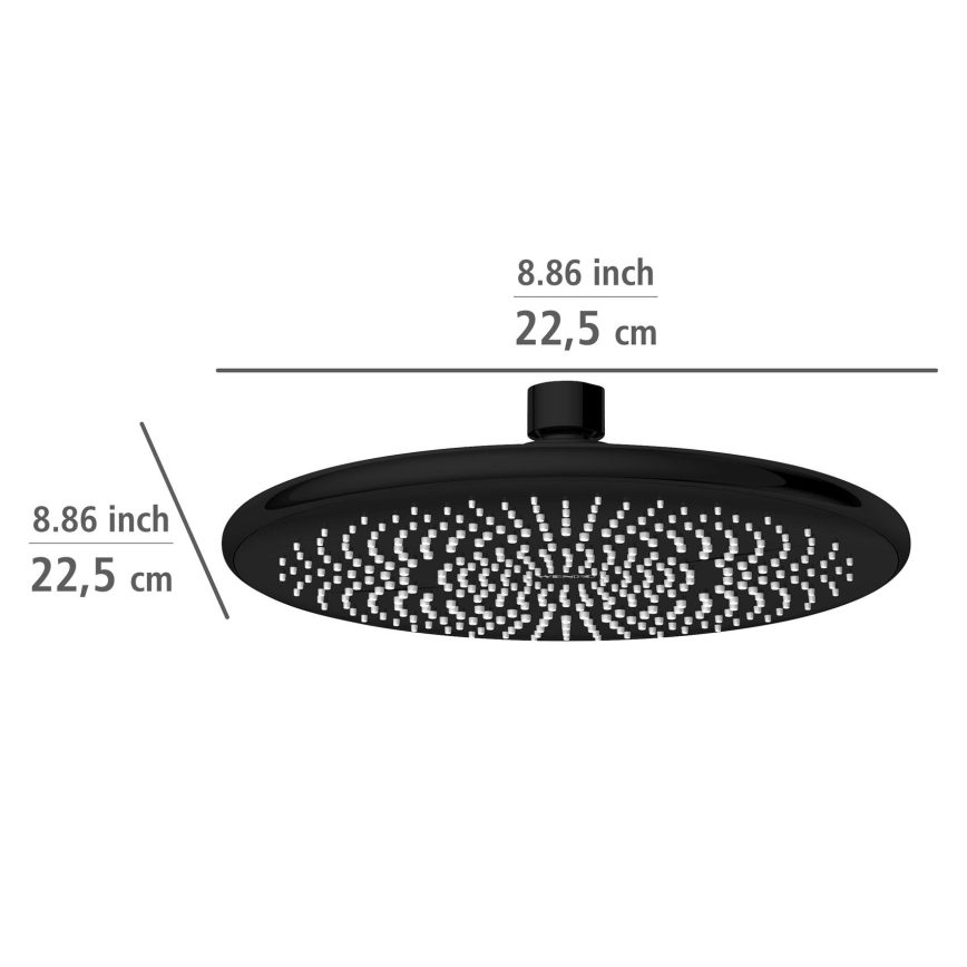 WENKO 24927100 - Pomme de douche Système d'économie d'eau 22,5x22,5 cm noire