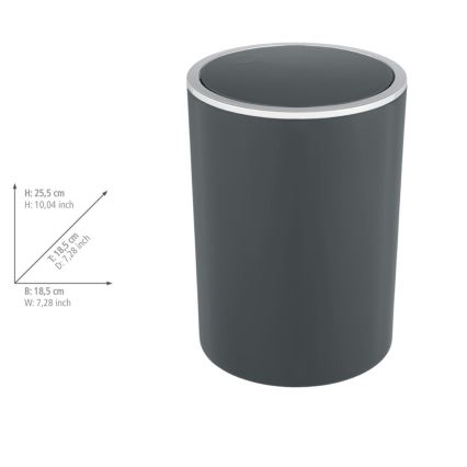 WENKO 25146100 - Corbeille INCA 18,5 x 25,5 cm, anthracite / chrome brillant