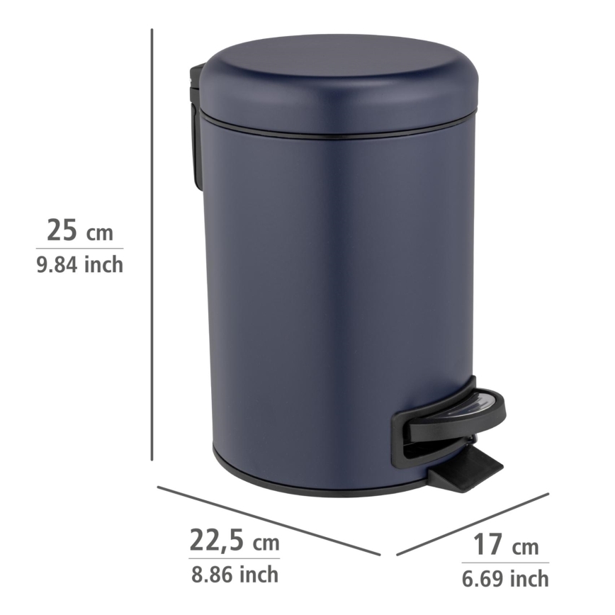WENKO 25153100 - Cestino per rifiuti LEMAN 17x25 cm blu/nero