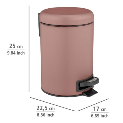 WENKO 25155100 - Cestino per rifiuti LEMAN 17x25 cm rosa/nero