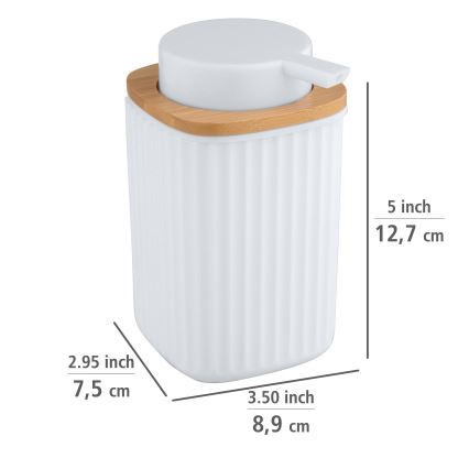 WENKO 25294100 - Dispenser di sapone ROTELLO 8,9x12,7 cm bianco/marrone