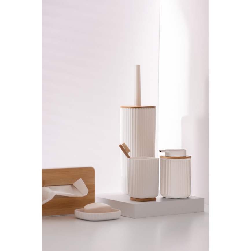 WENKO 25294100 - Distributeur de savon ROTELLO 8,9 x 12,7 cm blanc/marron