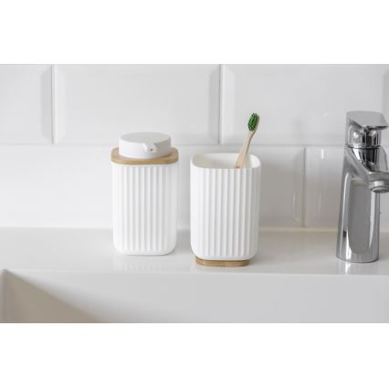 WENKO 25294100 - Distributeur de savon ROTELLO 8,9 x 12,7 cm blanc/marron
