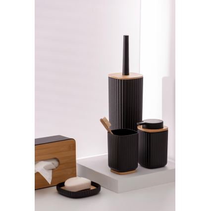 WENKO 25297100 - Gobelet porte-brosse à dents ROTELLO 8,5 x 11 cm noir/marron