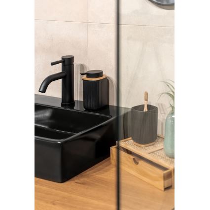 WENKO 25297100 - Gobelet porte-brosse à dents ROTELLO 8,5 x 11 cm noir/marron