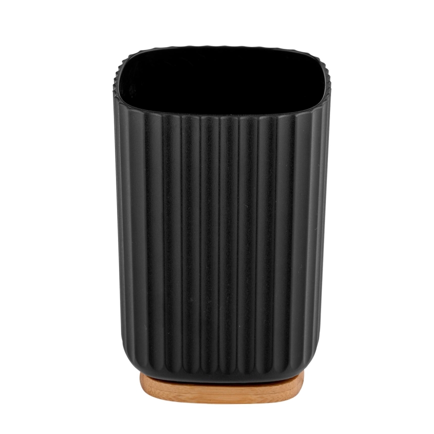 WENKO 25297100 - Gobelet porte-brosse à dents ROTELLO 8,5 x 11 cm noir/marron