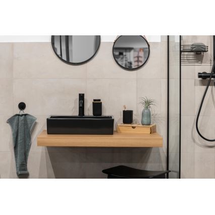 WENKO 25297100 - Portaspazzolino ROTELLO 8,5x11 cm nero/marrone