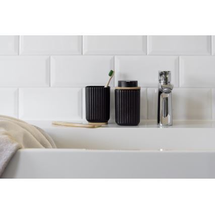 WENKO 25297100 - Portaspazzolino ROTELLO 8,5x11 cm nero/marrone