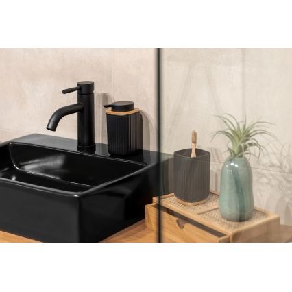 WENKO 25297100 - Portaspazzolino ROTELLO 8,5x11 cm nero/marrone