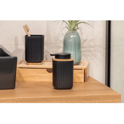 WENKO 25297100 - Zahnbürstenbecher ROTELLO 8,5x11 cm schwarz/braun