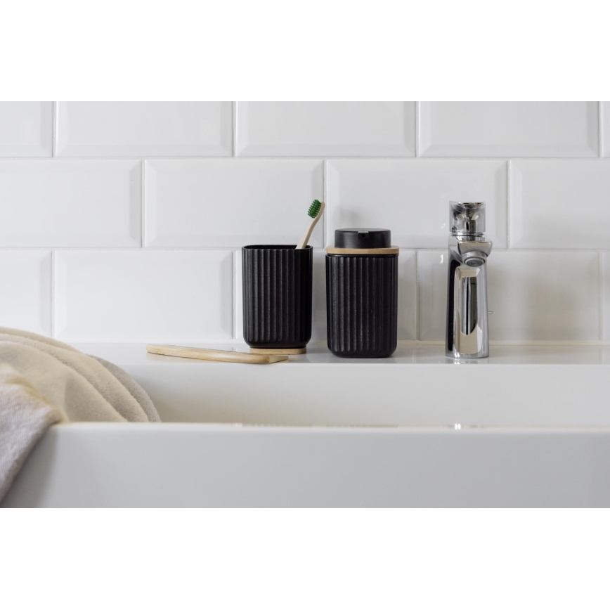 WENKO 25297100 - Zahnbürstenbecher ROTELLO 8,5x11 cm schwarz/braun