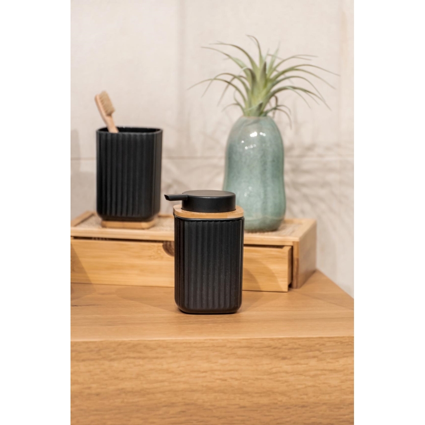 WENKO 25298100 - Seifenspender ROTELLO 8,9 x 12,7 cm schwarz/braun