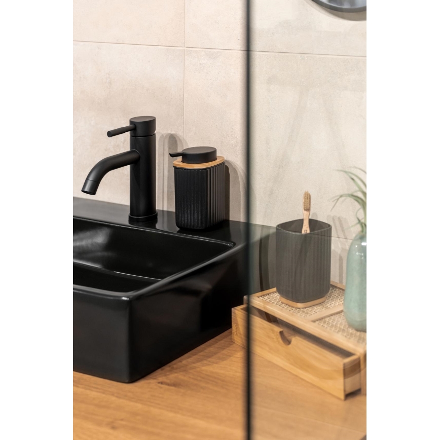 WENKO 25298100 - Seifenspender ROTELLO 8,9 x 12,7 cm schwarz/braun