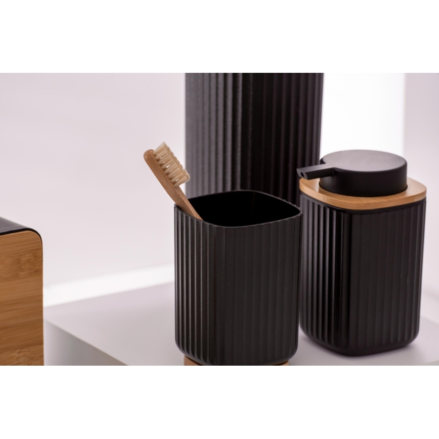 WENKO 25304100 - Ensemble WC ROTELLO 10 x 36 cm noir/marron