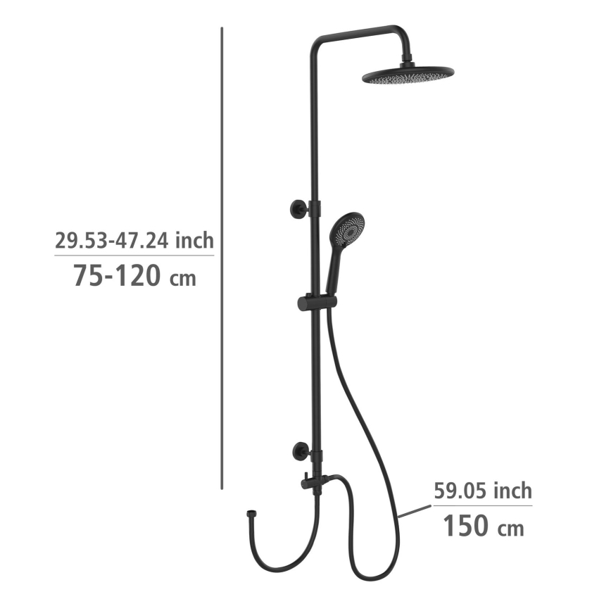 WENKO 25311100 - Set doccia WATERSAVING SYSTEM 120 cm nero