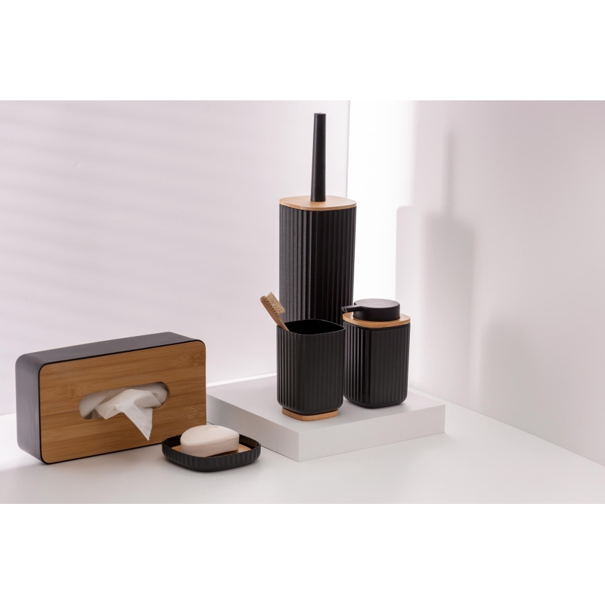 WENKO 25319100 - Scatola porta cosmetici ROTELLO 24x12,7 cm, nero/marrone