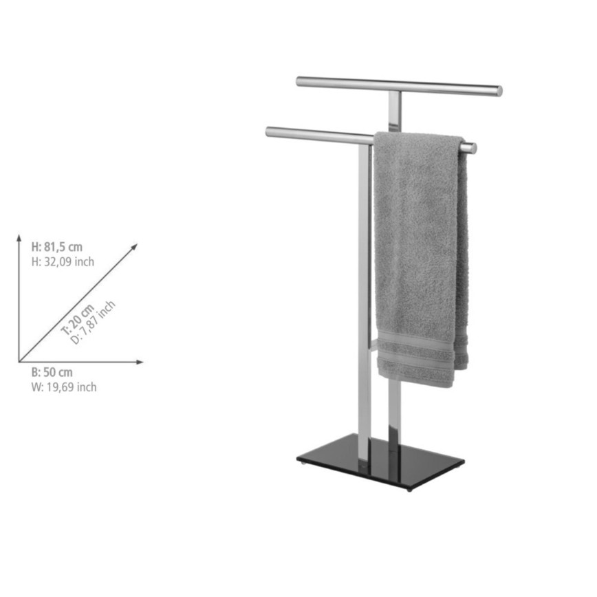 WENKO 25389100 - Porta asciugamani LAVA 50x81,5 cm acciaio inox/argento/nero