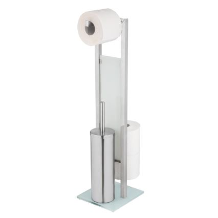 WENKO 25399100 - Brosse WC RIVALTA 18 x 70 cm argent/blanc/noir