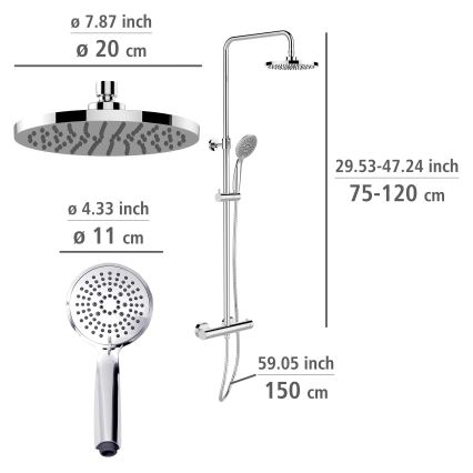 WENKO 25483100 - Sistema doccia WATERSAVING SYSTEM 120 cm cromo lucido