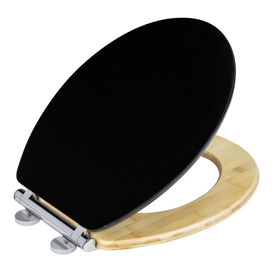 WENKO 25772100 - Abattant de WC BAMBUZA 37x44 cm noir/marron/chrome brillant