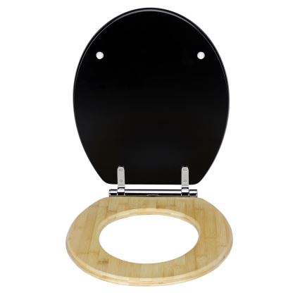 WENKO 25772100 - Abattant de WC BAMBUZA 37x44 cm noir/marron/chrome brillant