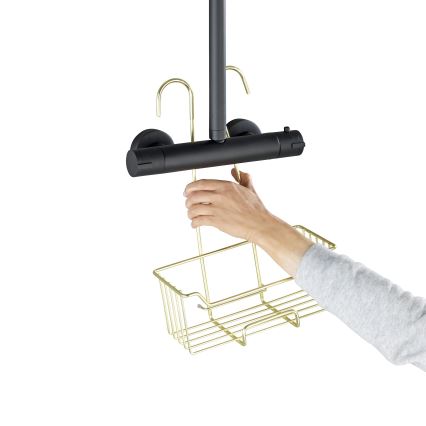 WENKO 25937100 - Duschkorb MILO 25x36 cm Edelstahl/goldfarben/transparent