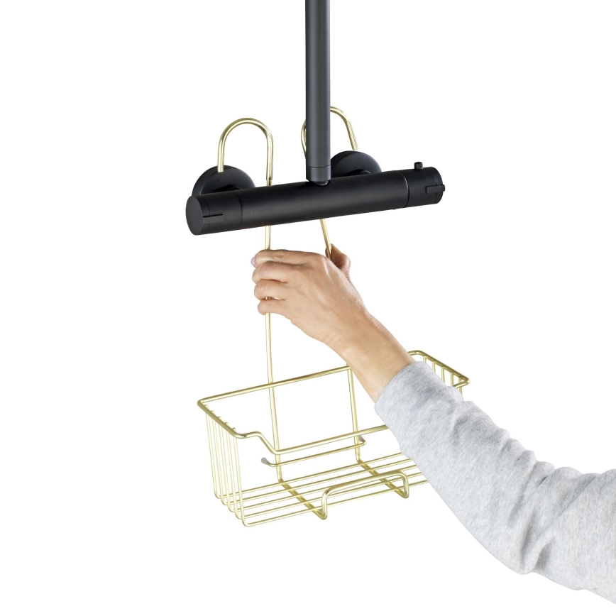 WENKO 25937100 - Duschkorb MILO 25x36 cm Edelstahl/goldfarben/transparent