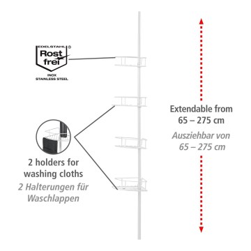 WENKO 26015100 - Étagère d'angle DOLCEDO 31x230 cm inox/blanc