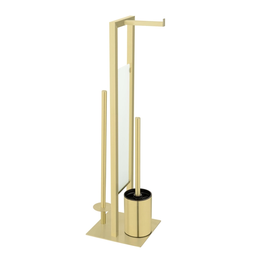 WENKO 26034100 - WC-Set RIVALTA 18x70 cm Edelstahl/Gold/Weiß/Schwarz