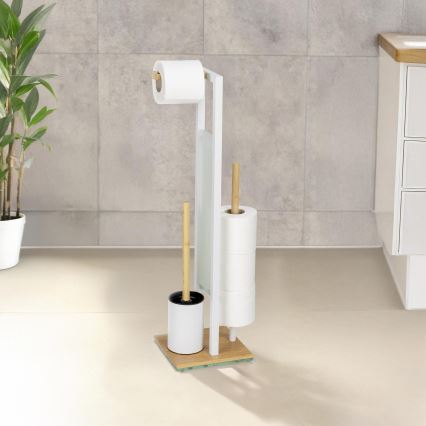 WENKO 26214100 - WC-Set RIVALTA 18x70 cm braun/weiß