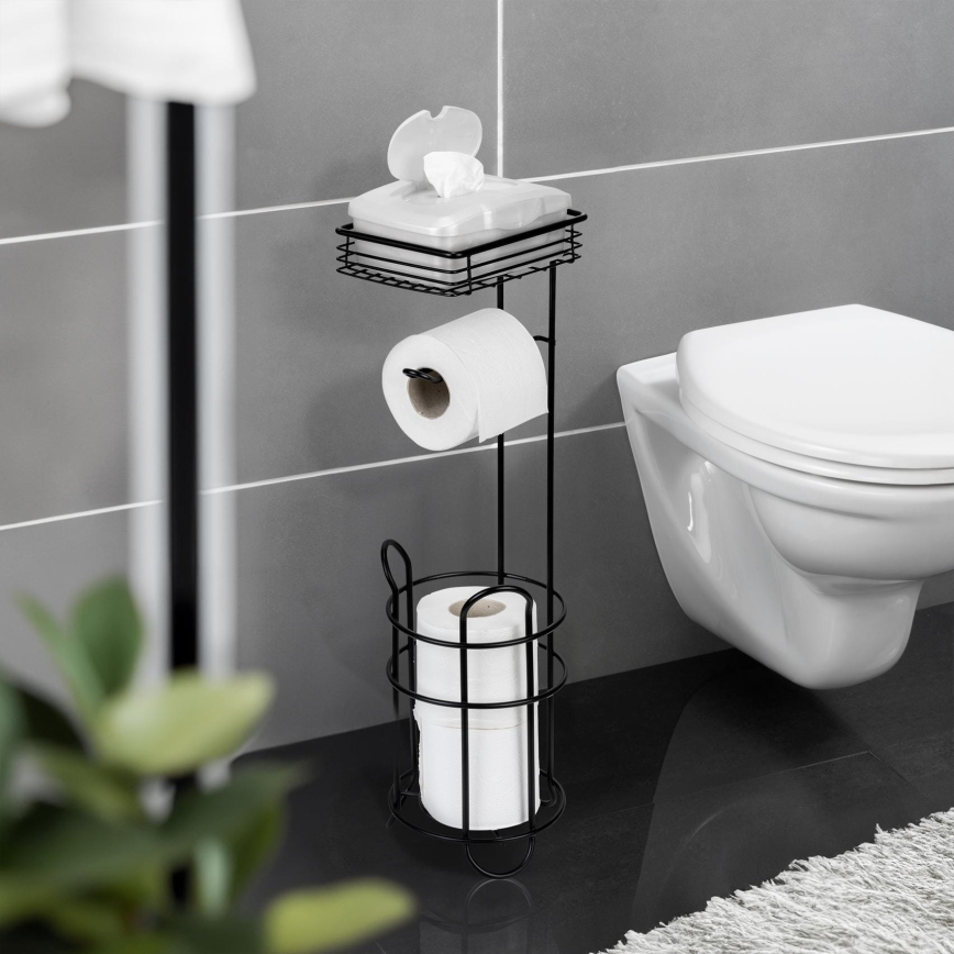 WENKO 71451800 - Portarotolo per carta igienica 16x59 cm nero