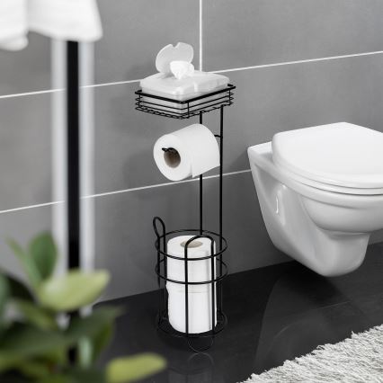 WENKO 71451800 - Toilettenpapierhalter 16 x 59 cm, schwarz