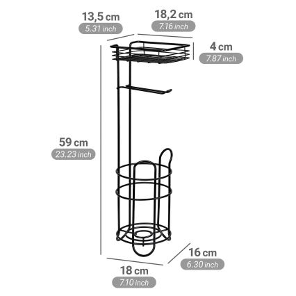 WENKO 71451800 - Toilettenpapierhalter 16 x 59 cm, schwarz