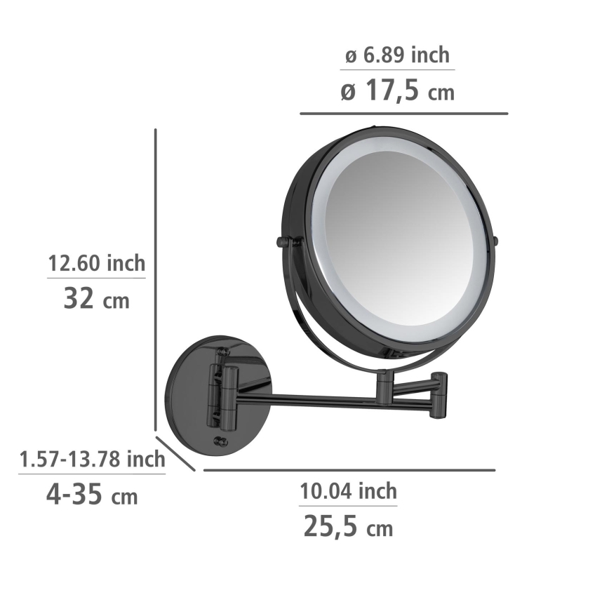 WENKO 71559800 - Specchio POWER-LOC 25,5x32 cm nero