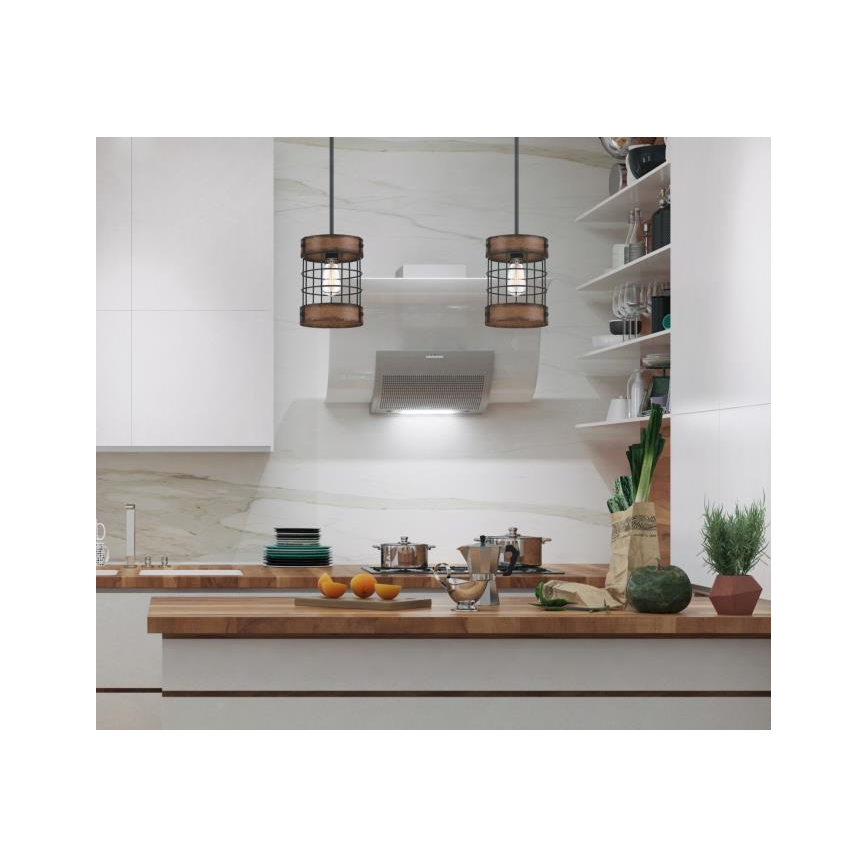 Westinghouse 61179 - Lampadario a sospensione su cavo LANGSTON 1xE27/60W/230V Ø 19 cm barnwood